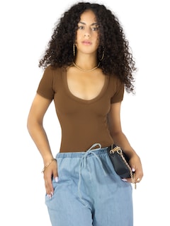 Foto 1 | Player Mujer Texturizada Casual Stretch Bl-1027 Café Claro Blusa Dama Top