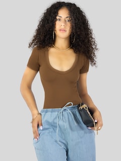 Foto 4 | Player Mujer Texturizada Casual Stretch Bl-1027 Café Claro Blusa Dama Top