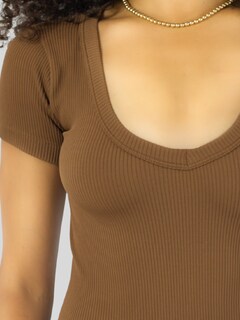 Foto 7 | Player Mujer Texturizada Casual Stretch Bl-1027 Café Claro Blusa Dama Top
