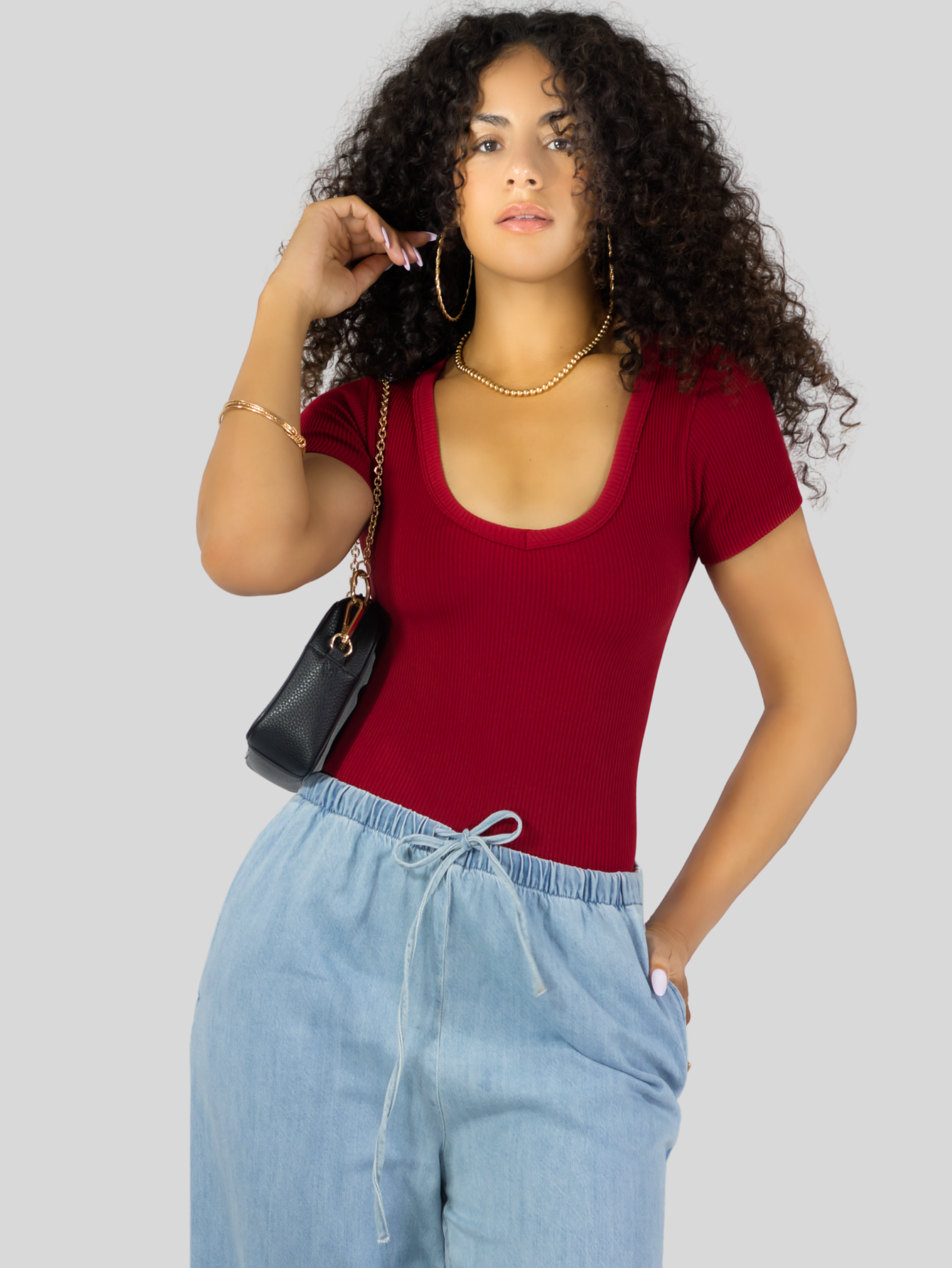 Foto 5 pulgar | Player Mujer Texturizada Casual Stretch Bl-1027  Rojo Blusa Dama Top