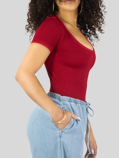 Foto 5 | Player Mujer Texturizada Casual Stretch Bl-1027 Rojo Blusa Dama Top