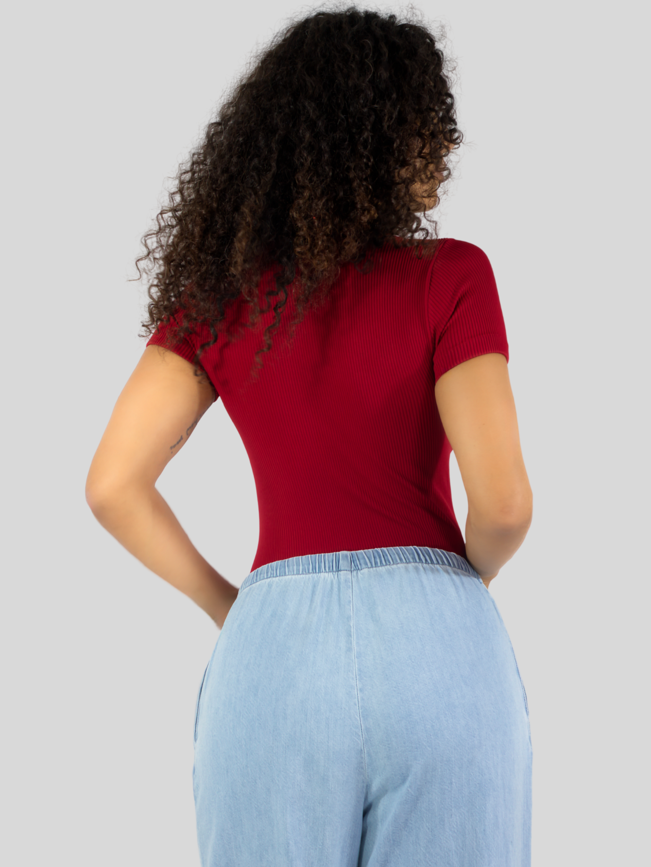 Foto 4 pulgar | Player Mujer Texturizada Casual Stretch Bl-1027  Rojo Blusa Dama Top