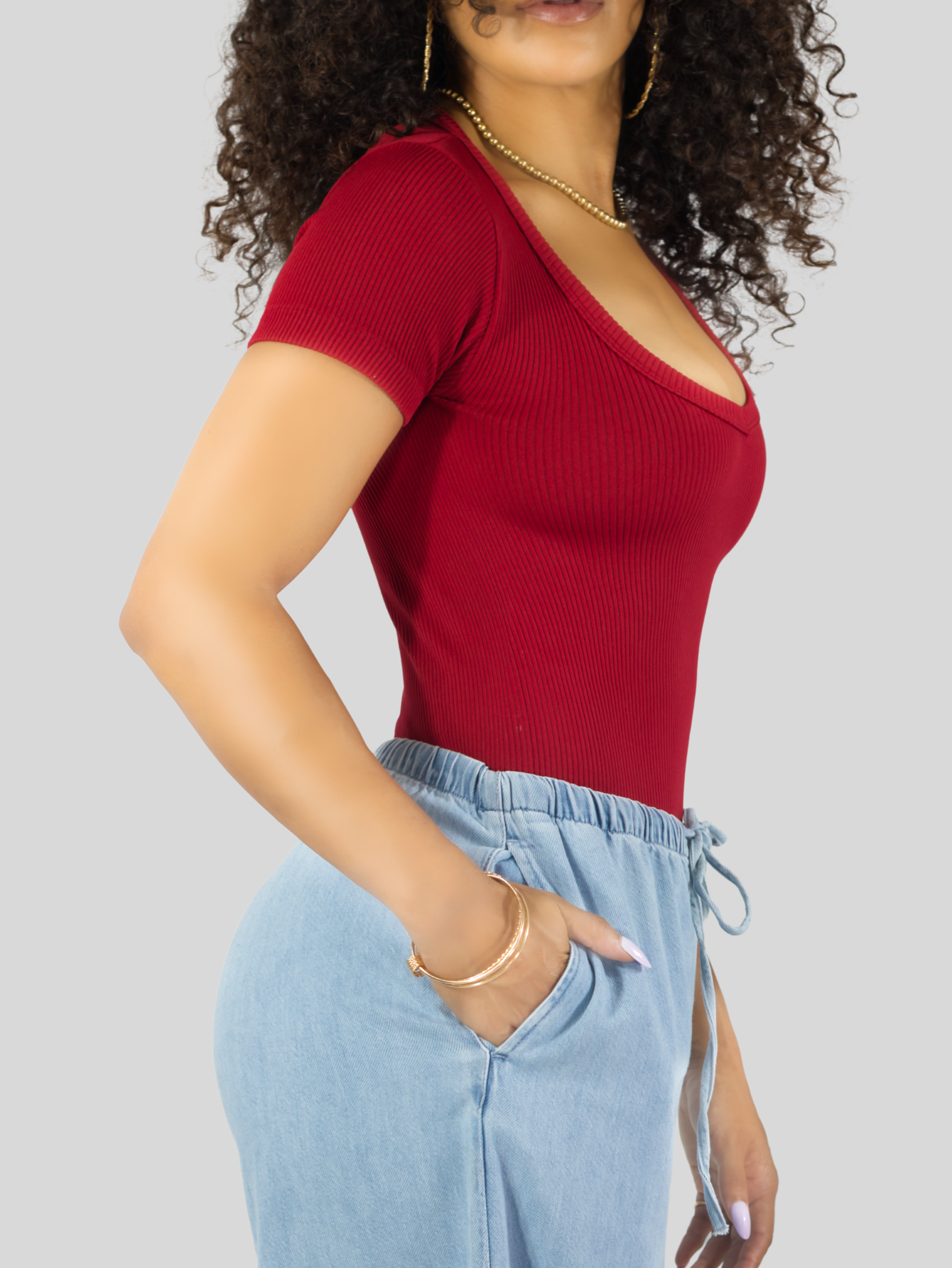 Foto 6 pulgar | Player Mujer Texturizada Casual Stretch Bl-1027  Rojo Blusa Dama Top