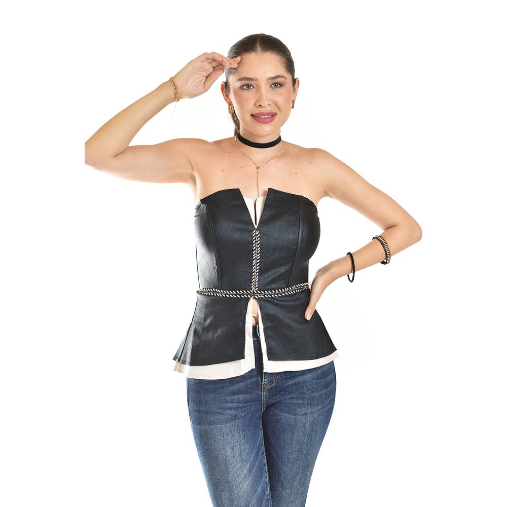 Foto 5 pulgar | Corset Strapless Con Detalles Metalicos Roman Fashion/ Juvenil, 941 (negro) Negro