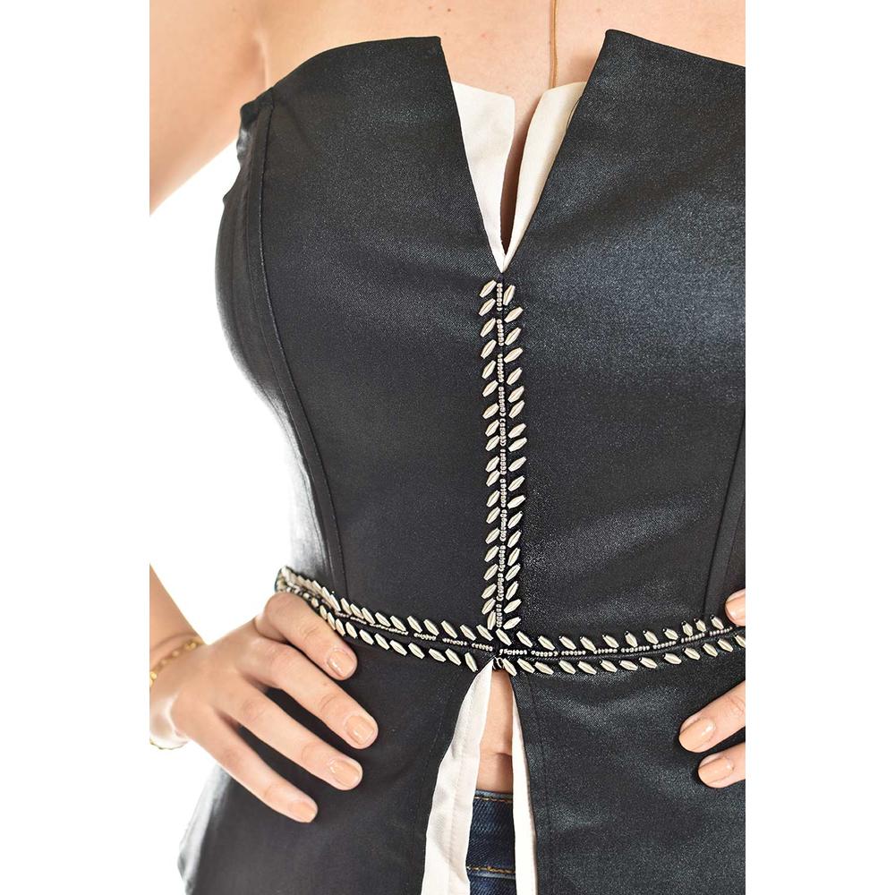 Foto 6 pulgar | Corset Strapless Con Detalles Metalicos Roman Fashion/ Juvenil, 941 (negro) Negro