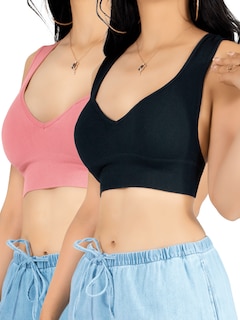 Foto 1 | Set De 2 Top De Mujer Top-1024 Set De 2 Colores Para Uso Deportivo O Casual Tela Stretch