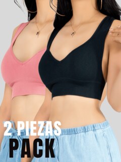 Foto 5 | Set De 2 Top De Mujer Top-1024 Set De 2 Colores Para Uso Deportivo O Casual Tela Stretch