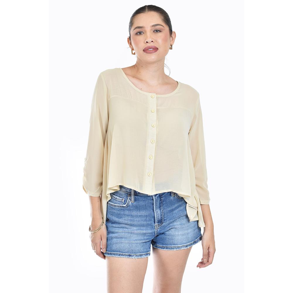 Blusa Con Abertura En Espalda Roman Fashion /juvenil, 8036 (hueso) Beige