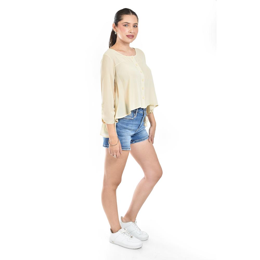 Foto 3 pulgar | Blusa Con Abertura En Espalda Roman Fashion /juvenil, 8036 (hueso) Beige