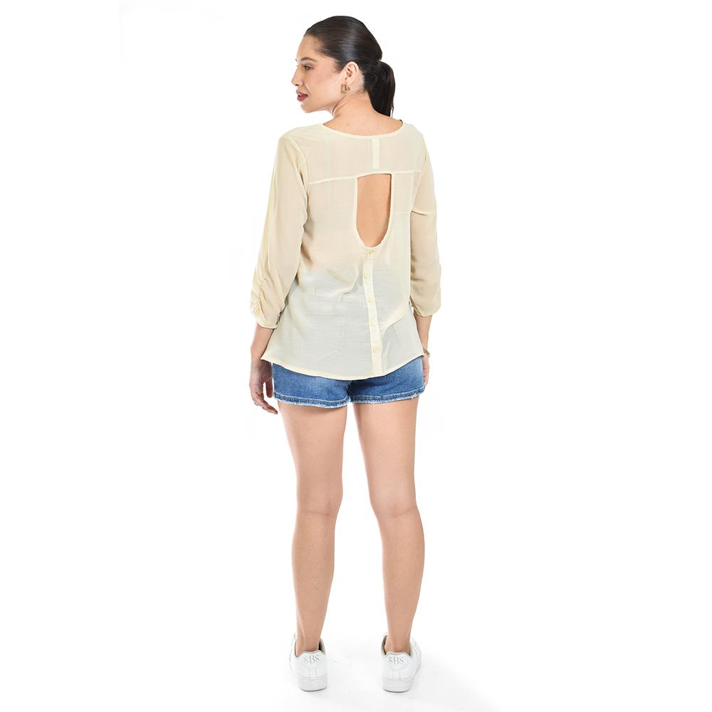 Foto 4 pulgar | Blusa Con Abertura En Espalda Roman Fashion /juvenil, 8036 (hueso) Beige