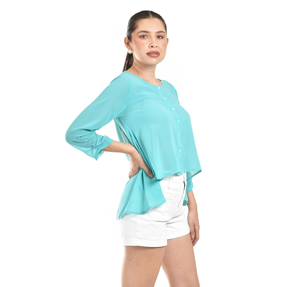 Foto 3 pulgar | Blusa Con Abertura En Espalda Roman Fashion /juvenil, 8036 (menta) Turquesa