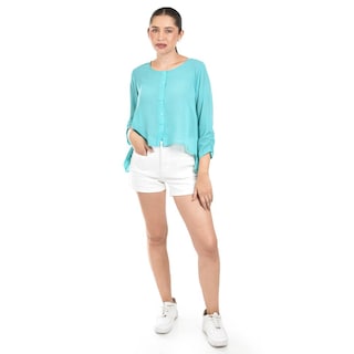 Foto 4 | Blusa Con Abertura En Espalda Roman Fashion /juvenil, 8036 (menta) Turquesa