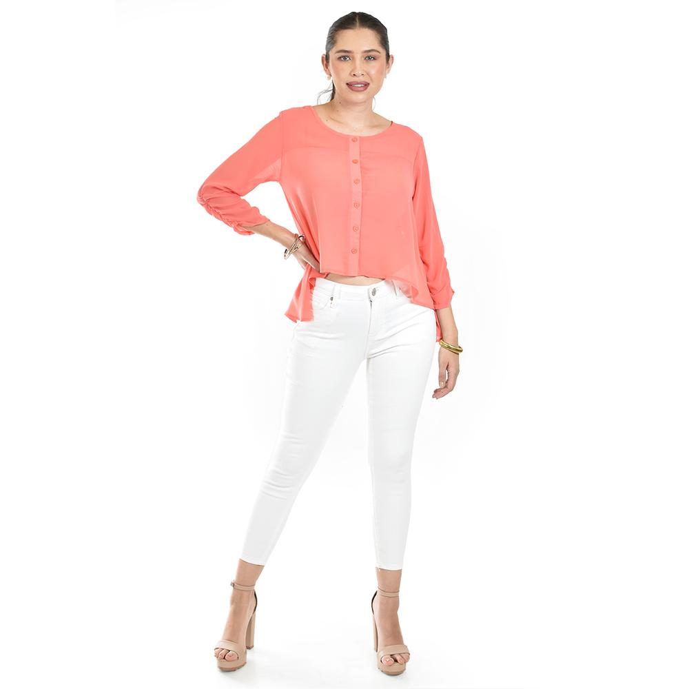 Foto 3 pulgar | Blusa Con Abertura En Espalda Roman Fashion /juvenil, 8036 (coral) Coral