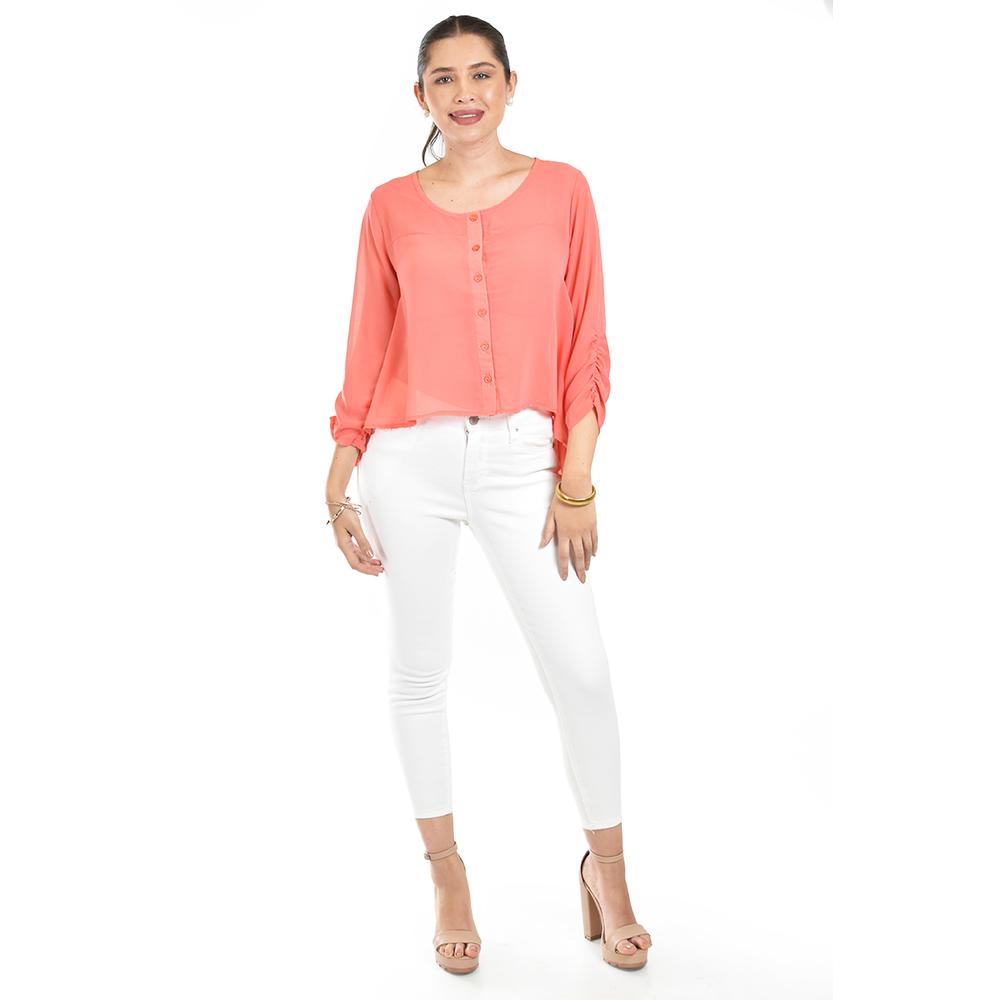 Foto 5 pulgar | Blusa Con Abertura En Espalda Roman Fashion /juvenil, 8036 (coral) Coral