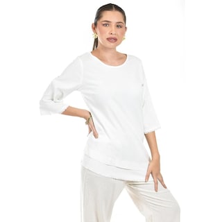 Foto 2 | Blusa De Lino Corte Asimetrico Roman Fashion /juvenil, 0340 (blanco) Blanco