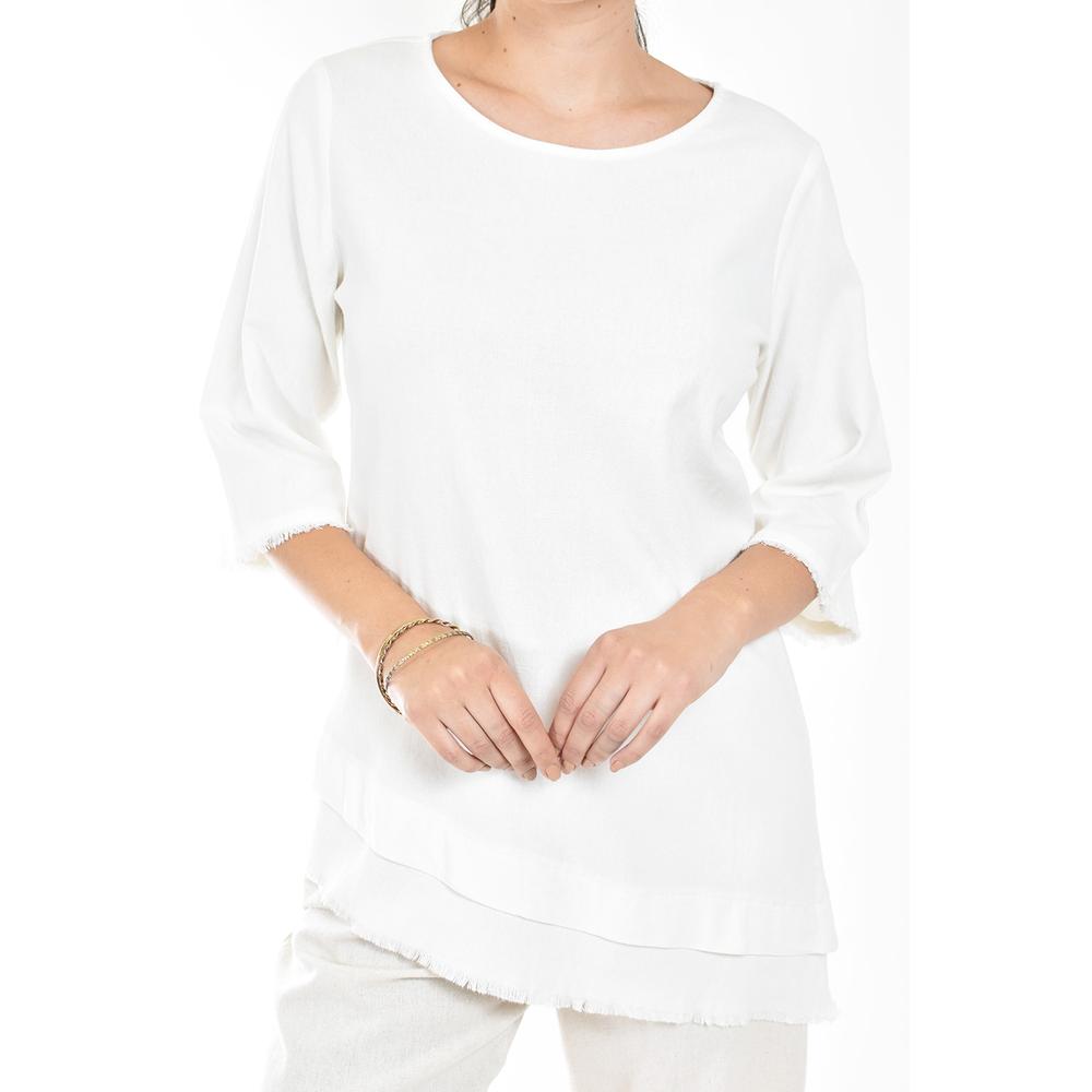 Foto 5 pulgar | Blusa De Lino Corte Asimetrico Roman Fashion /juvenil, 0340 (blanco) Blanco
