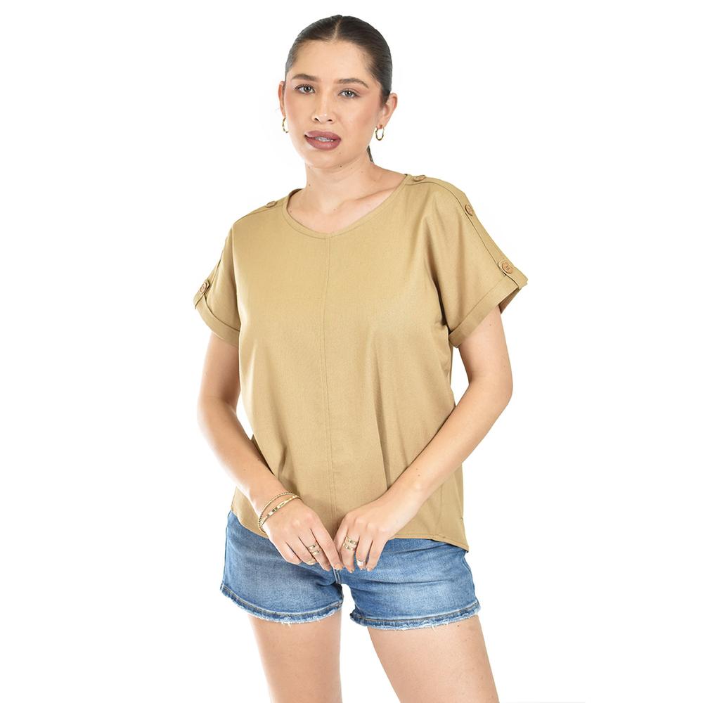 Blusa De Lino Con Botones Roman Fashion /juvenil, 0320 (cafe) Cafe