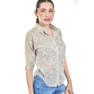 Foto 2 | Blusa Transparente Con Encanje Roman Fashion /juvenil, 8042 (beige) Beige
