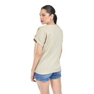 Foto 3 | Blusa De Lino Con Botones Roman Fashion /juvenil, 0320 (beige) Beige