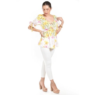 Foto 4 | Blusa Floreada De Chiffon Roman Fashion /juvennil, 1826 (amarillo Flores) Amarillo