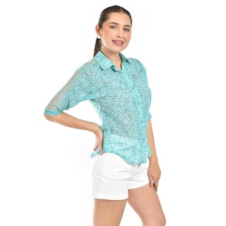 Foto 2 | Blusa Transparente Con Encanje Roman Fashion /juvenil, 8042 (menta) Verde Claro