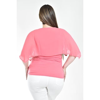 Foto 3 | Blusa Con Encaje Y Detalle De Perlas Roman Fashion /tallas Extras, 086 (rosa) Rosa