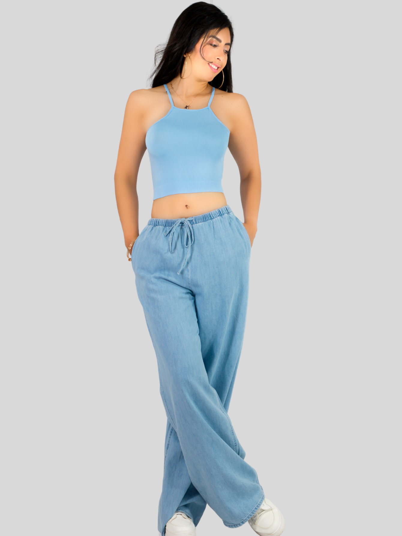 Foto 2 | Set De 3 Crop Top De Mujer Top-09-px3 Azul Claro, Nude Y Cafe  Deportivo O Casual