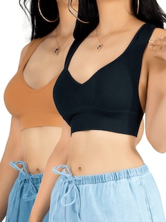 Foto 1 | Set De 2 Top De Mujer Top-1024 Set De 2 Colores Para Uso Deportivo O Casual Tela Stretch