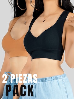 Foto 5 | Set De 2 Top De Mujer Top-1024 Set De 2 Colores Para Uso Deportivo O Casual Tela Stretch
