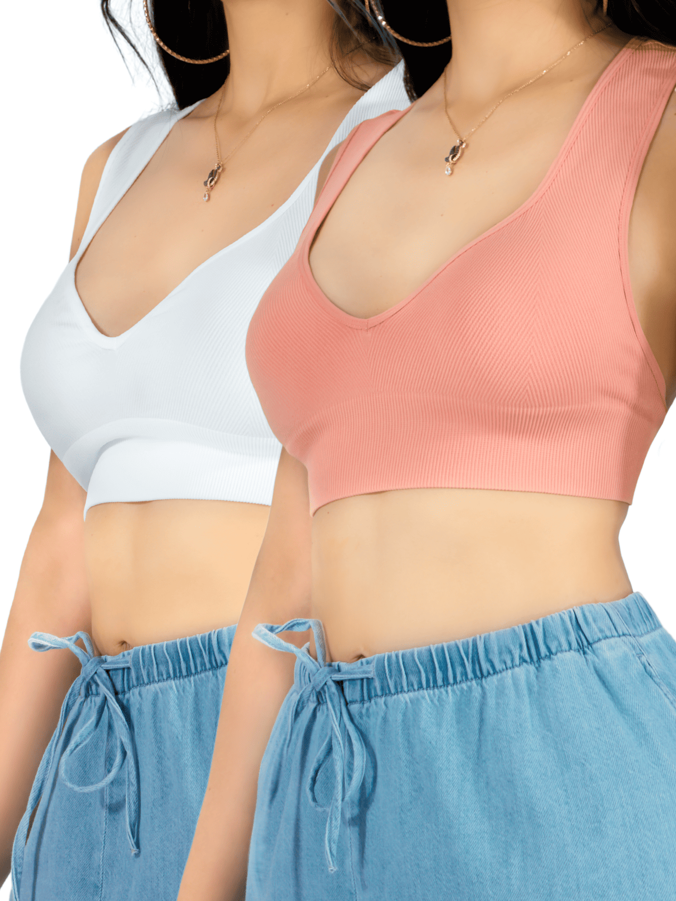 Set De 2 Top De Mujer Top-1024 Set De 2 Colores Para Uso Deportivo O Casual Tela Stretch