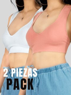 Foto 5 | Set De 2 Top De Mujer Top-1024 Set De 2 Colores Para Uso Deportivo O Casual Tela Stretch