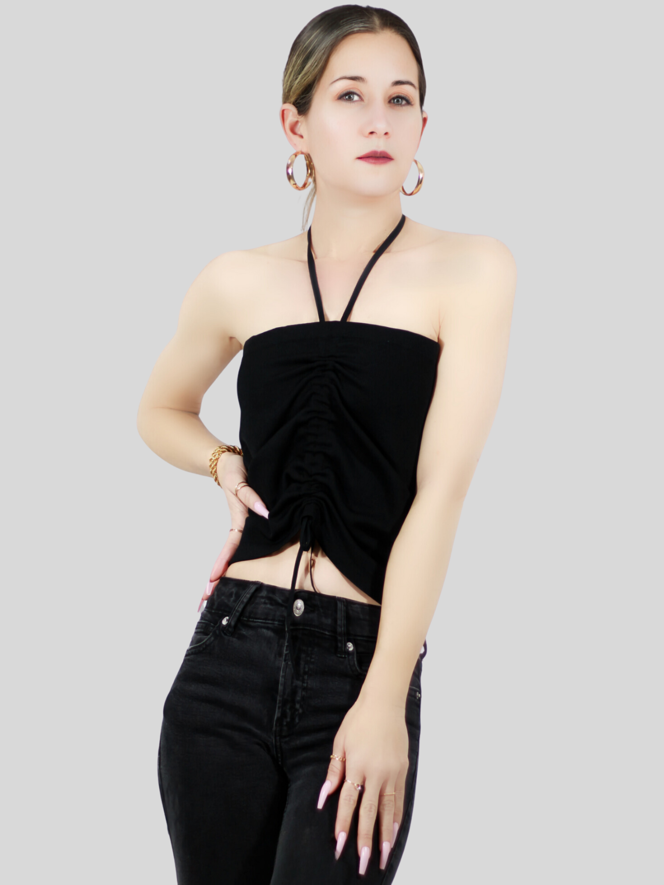 Foto 5 pulgar | Tops Mujer Deportivo O Casual Blusa Top-1016 Negro Croptop Tirantes