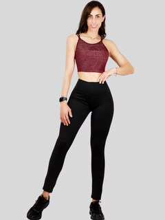 Foto 2 | Tops Mujer Deportivo O Casual Blusa Top-1021 Vino Croptop Tirantes