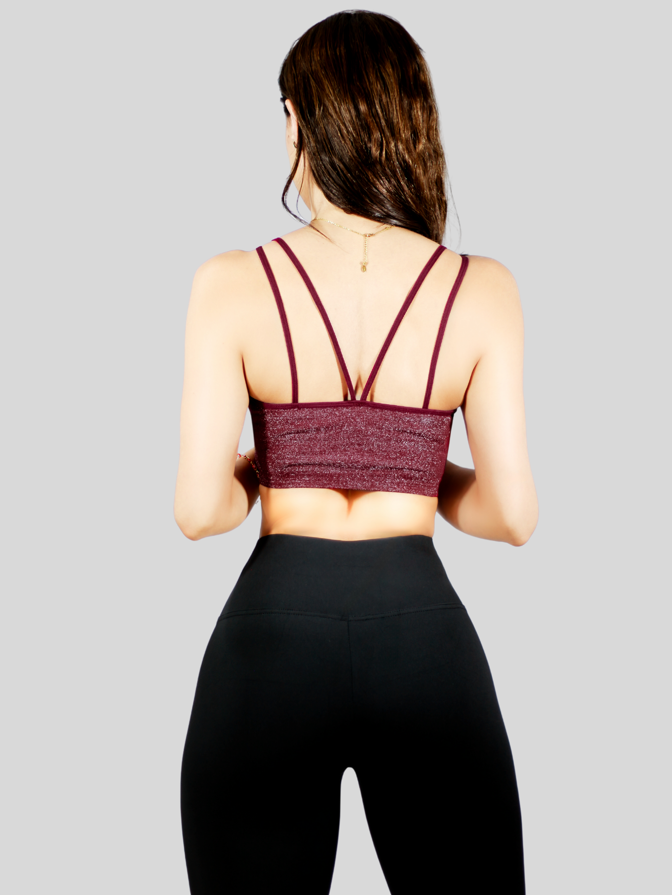 Foto 4 pulgar | Tops Mujer Deportivo O Casual Blusa Top-1021 Vino Croptop Tirantes