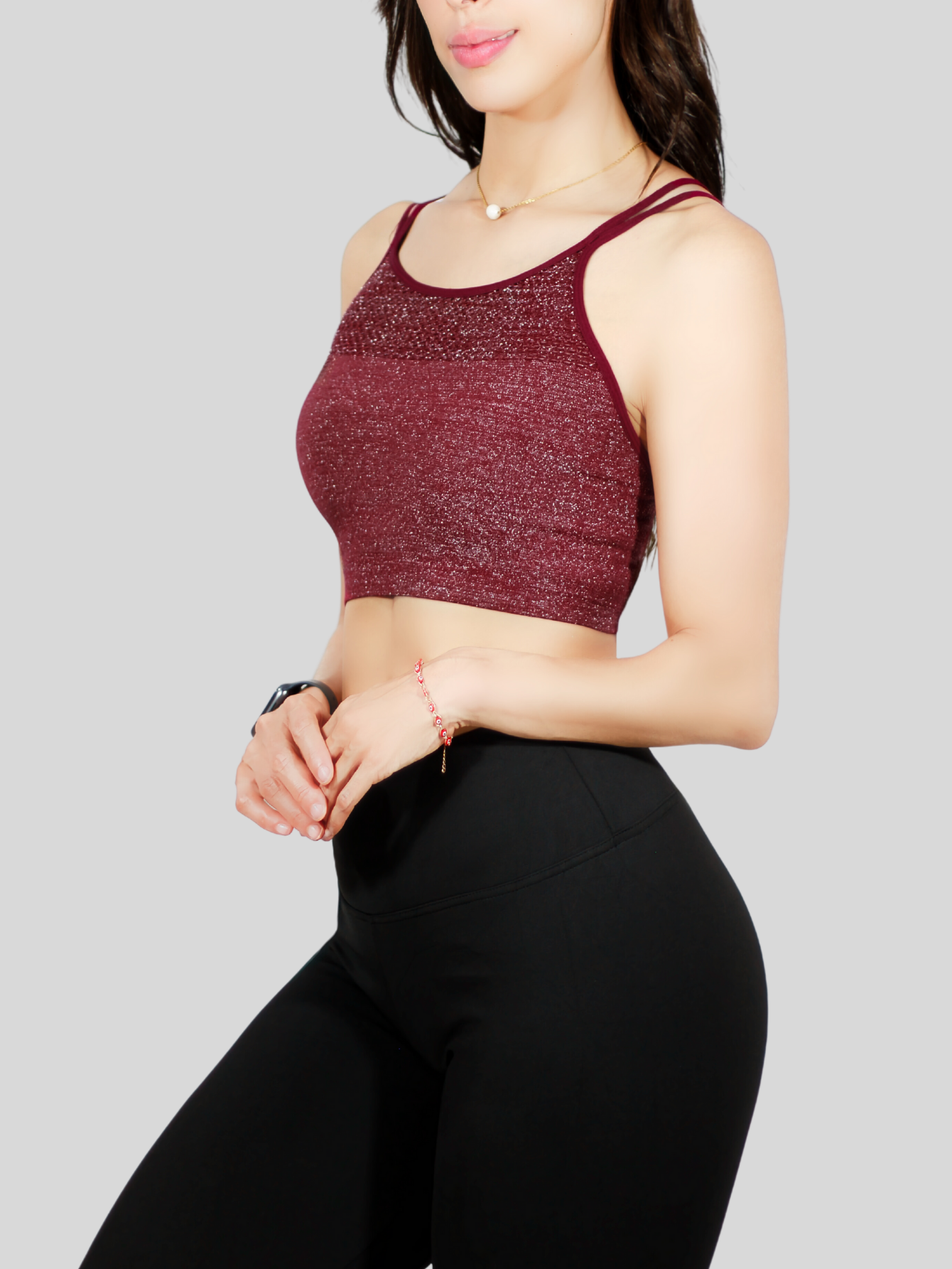 Foto 6 pulgar | Tops Mujer Deportivo O Casual Blusa Top-1021 Vino Croptop Tirantes