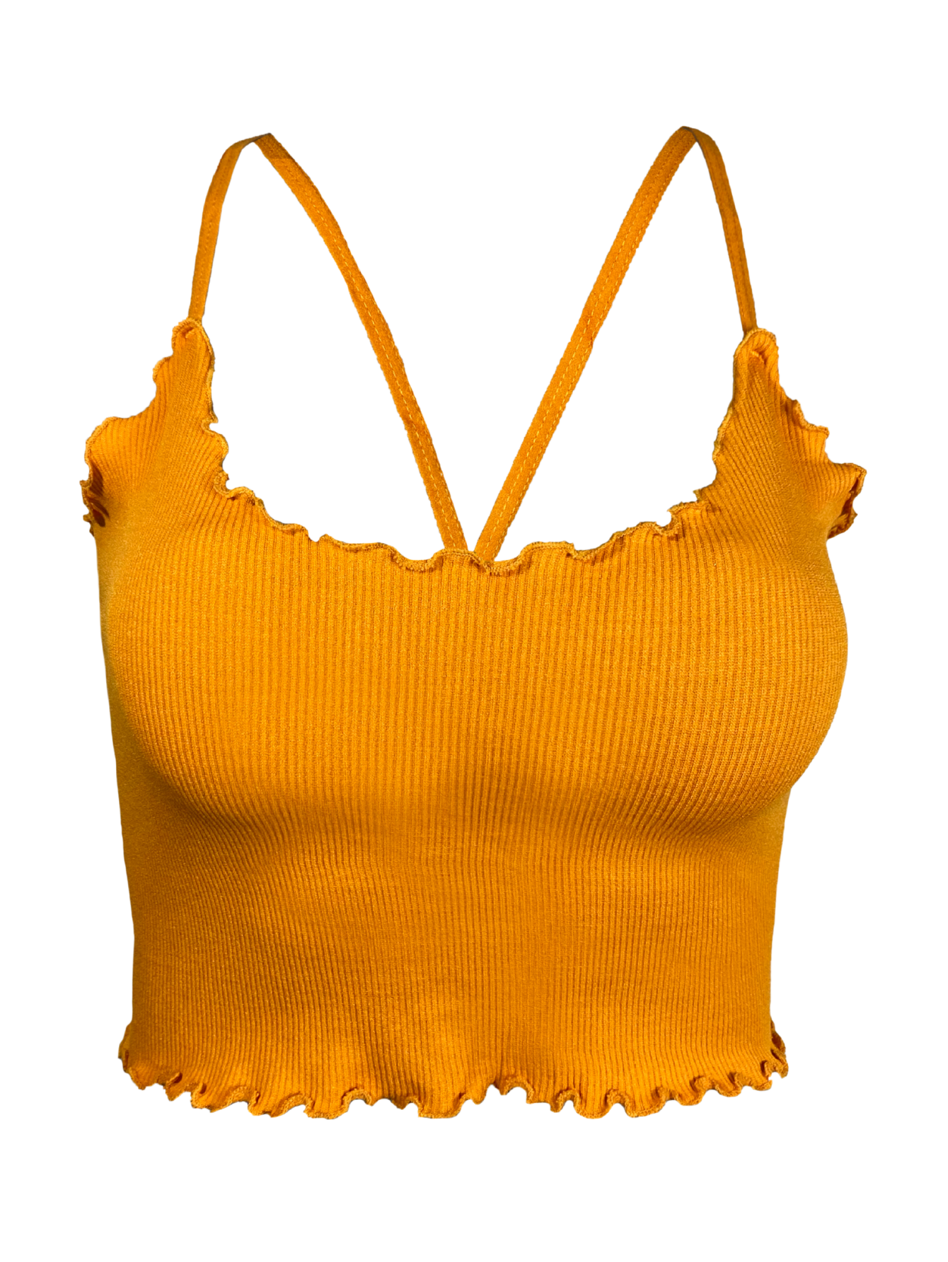 Tops Mujer Deportivo O Casual Blusa Top-03 Mostaza Croptop Tirantes