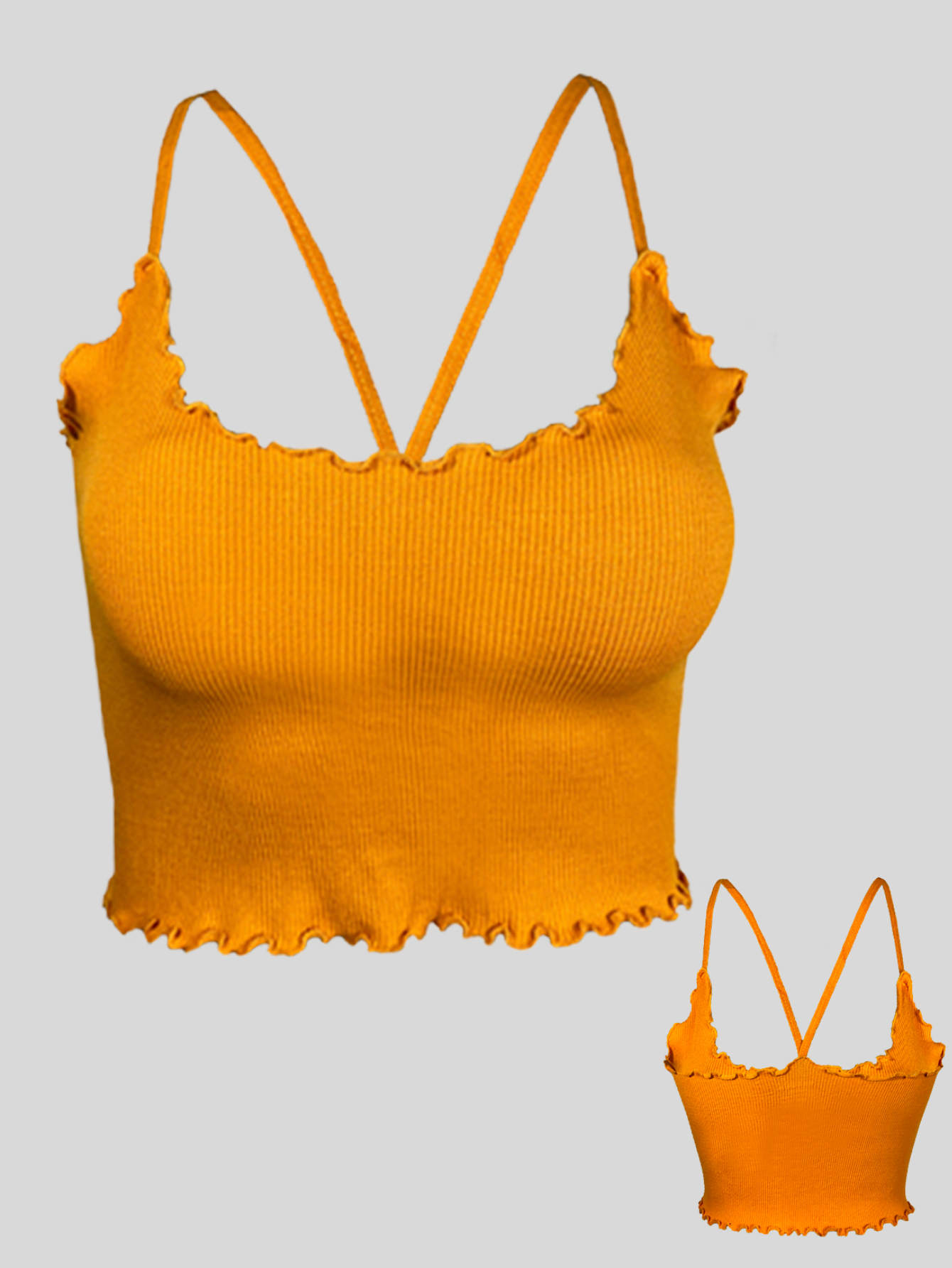 Foto 3 pulgar | Tops Mujer Deportivo O Casual Blusa Top-03 Mostaza Croptop Tirantes