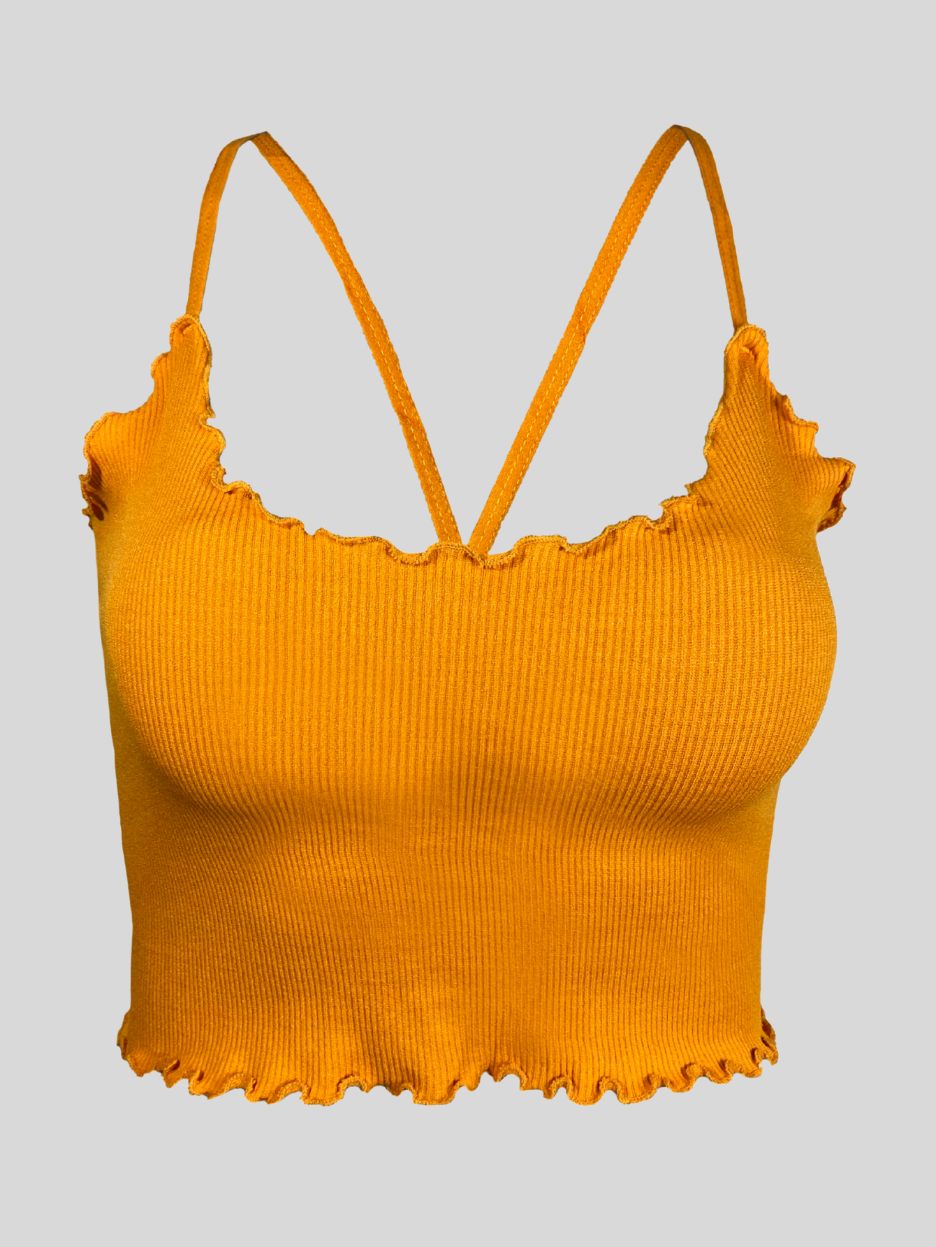 Foto 5 pulgar | Tops Mujer Deportivo O Casual Blusa Top-03 Mostaza Croptop Tirantes