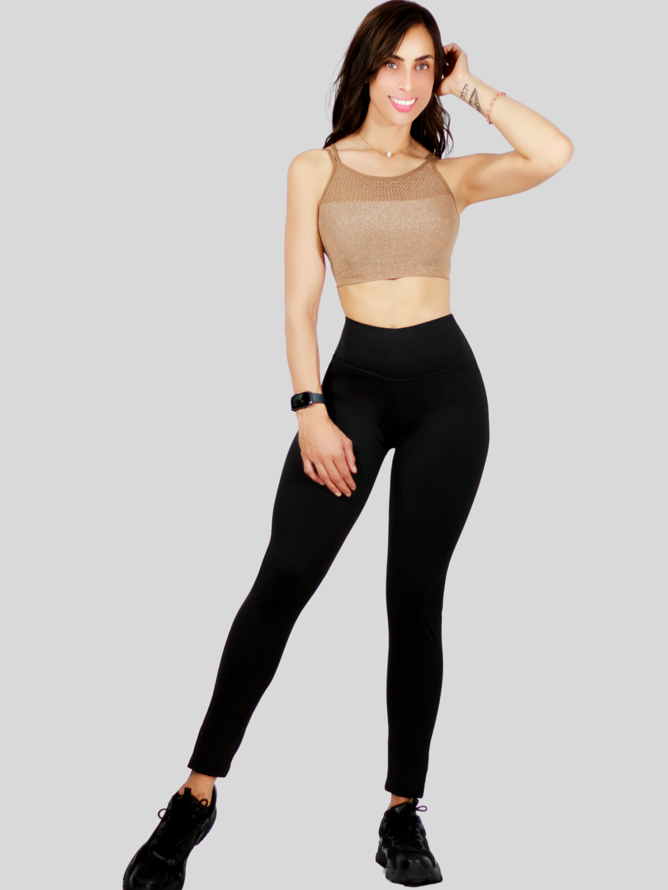 Foto 3 pulgar | Tops Mujer Deportivo O Casual Blusa Top-1021 Beige Croptop Tirantes