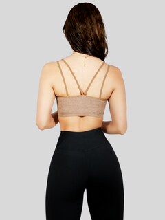 Foto 3 | Tops Mujer Deportivo O Casual Blusa Top-1021 Beige Croptop Tirantes
