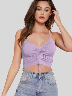 Foto 2 | Tops Mujer Deportivo O Casual Blusa Top-06 Lila Croptop Tirantes