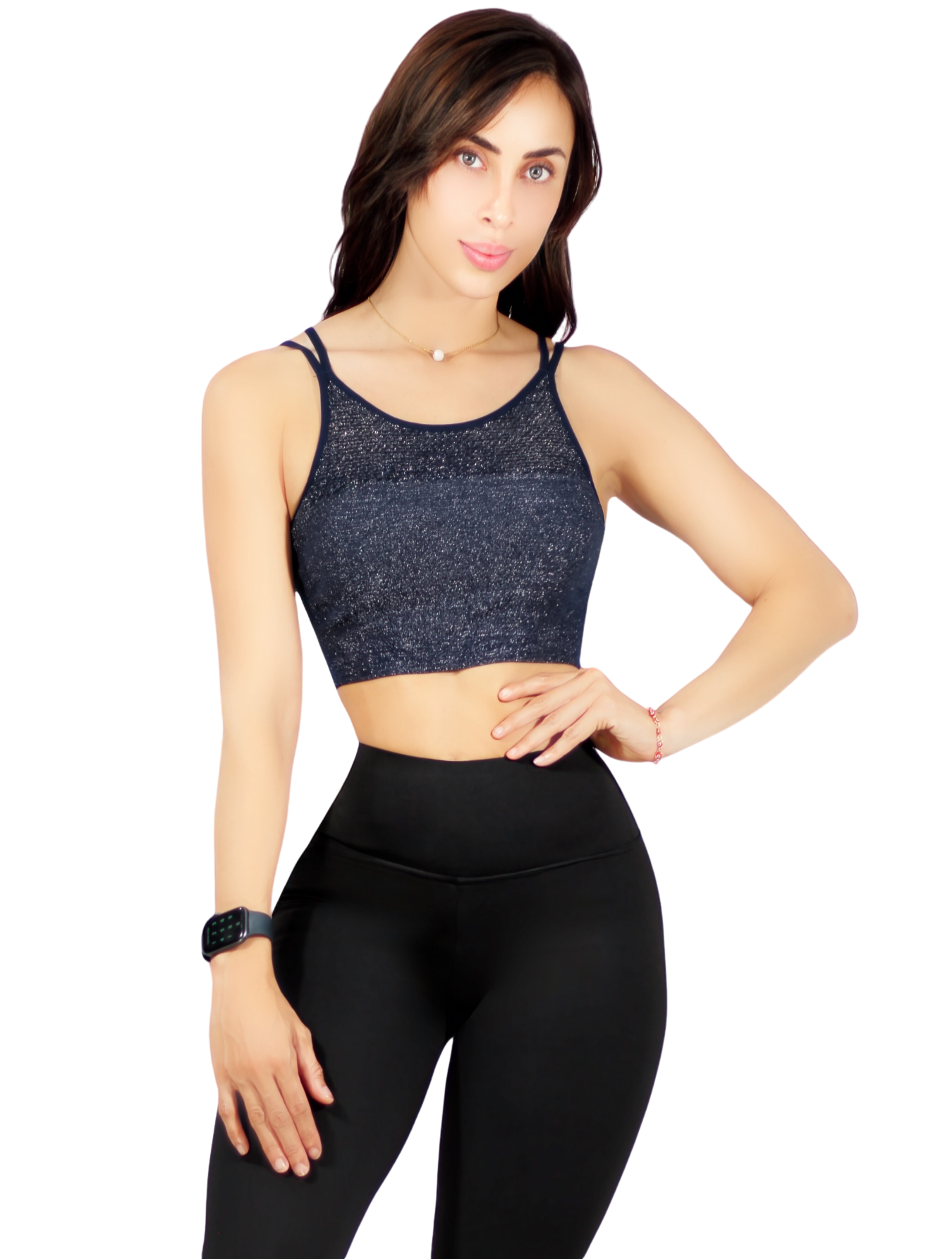 Tops Mujer Deportivo O Casual Blusa Top-1021 Marino Croptop Tirantes