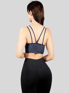 Foto 3 | Tops Mujer Deportivo O Casual Blusa Top-1021 Marino Croptop Tirantes