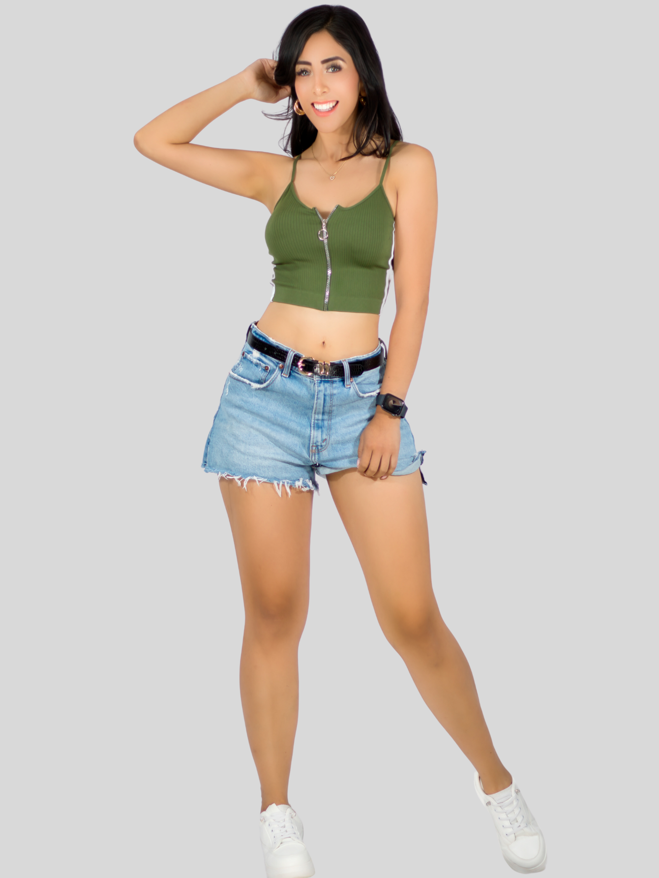 Foto 3 pulgar | Tops Mujer Deportivo O Casual Blusa Top-1022 Verde Croptop Tirantes
