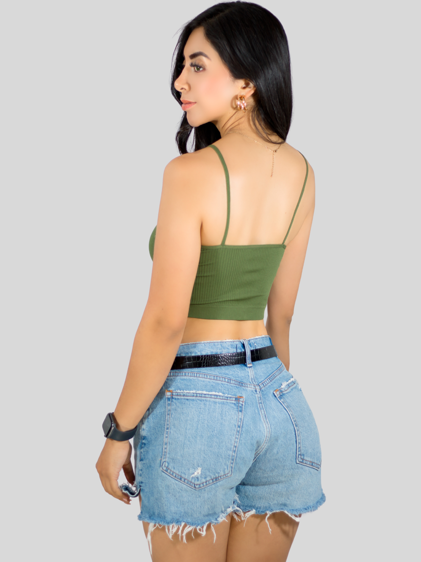 Foto 4 pulgar | Tops Mujer Deportivo O Casual Blusa Top-1022 Verde Croptop Tirantes
