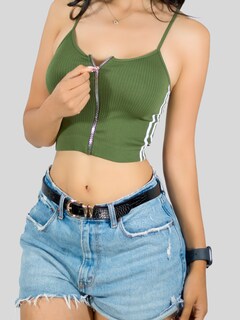 Foto 5 | Tops Mujer Deportivo O Casual Blusa Top-1022 Verde Croptop Tirantes