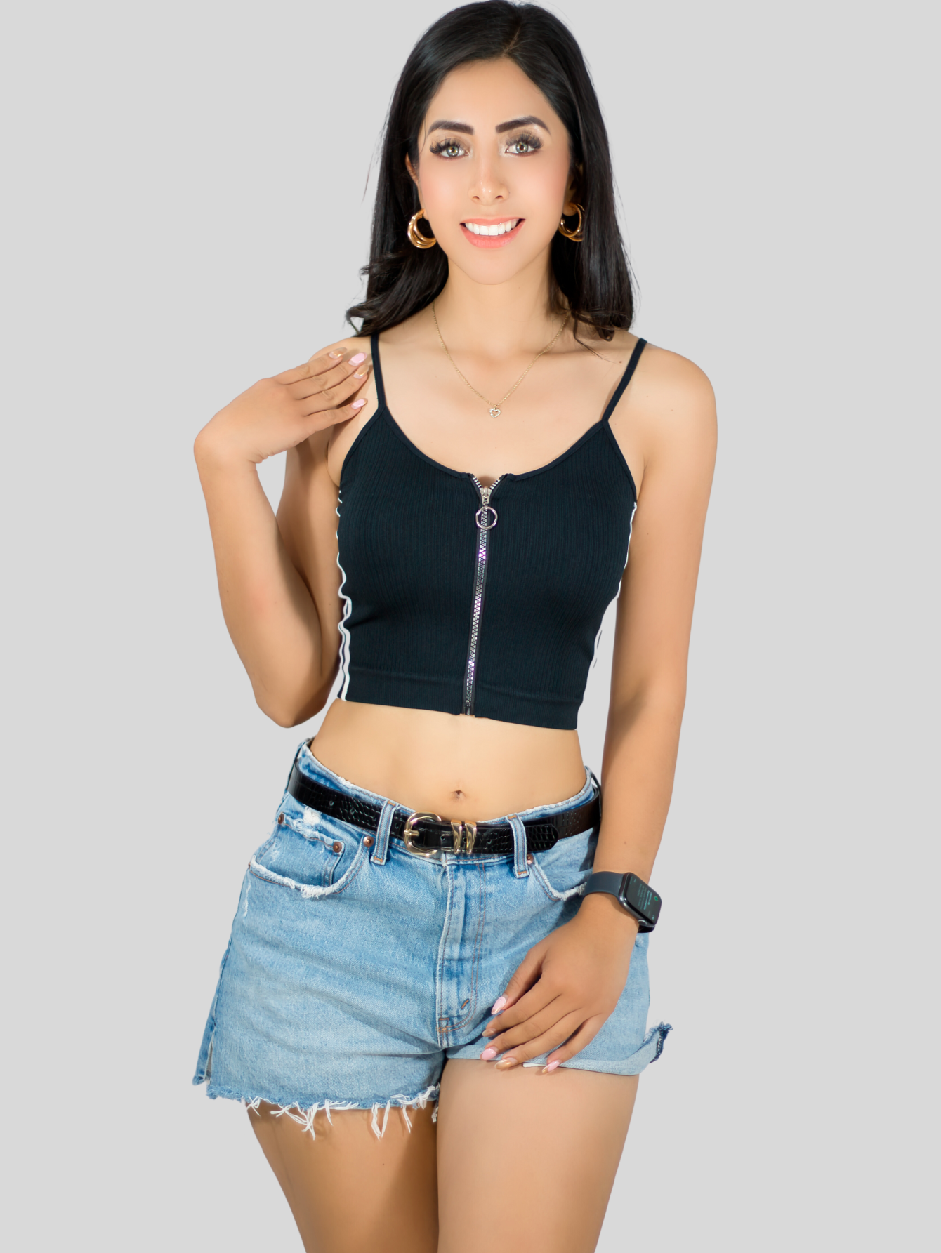 Foto 5 pulgar | Tops Mujer Deportivo O Casual Blusa Top-1022 Negro Croptop Tirantes