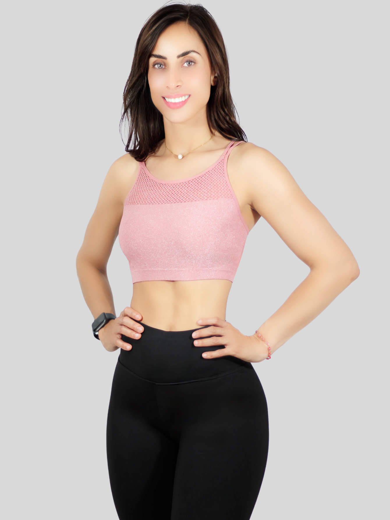 Foto 5 pulgar | Tops Mujer Deportivo O Casual Blusa Top-1021 Rosa Croptop Tirantes