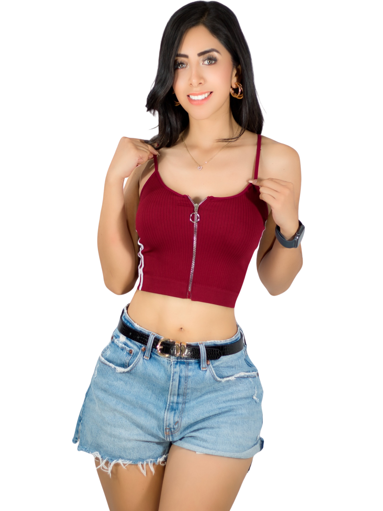Tops Mujer Deportivo O Casual Blusa Top-1022 Vino Croptop Tirantes