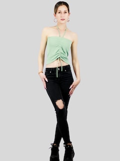 Foto 2 | Tops Mujer Deportivo O Casual Blusa Top-1016 Verde Lima Croptop Tirantes